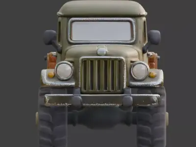 Stylized Chibi WWII Military Truck Low-poly 3D model