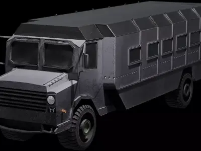 Military Armored Personnel Transport Bus Low-poly 3D model