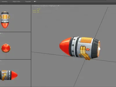 Cartoon missile rocket launcher  Low-poly 3D model