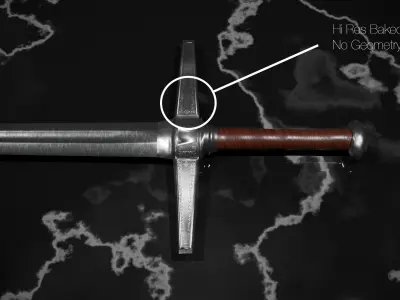 Medieval fancy Sword Silver and steel Low-poly 3D model