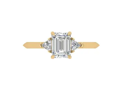 Emerald 3 Stone Ring 3D print model purchase