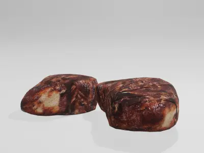 Cooked Frozen And Raw fish 3D model