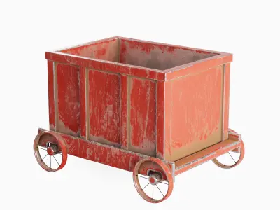Old Mining Trolley 01 Low-poly 3D model