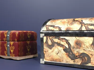 Hand designed verity of small and large chests  Low-poly 3D model