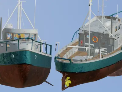 Fishing Boat Low-poly 3D model