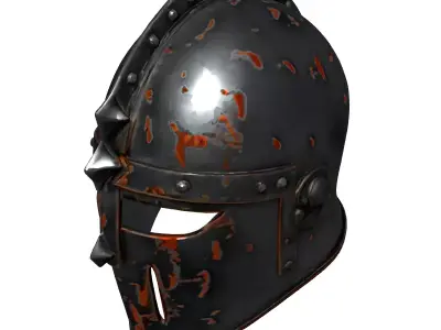 Rusty Medieval Knight Helmet PBR Low-poly 3D model