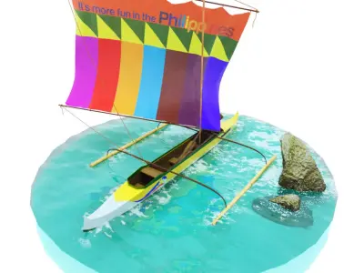 Zamboanga Vinta Boat Low-poly 3D model