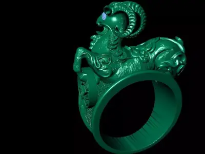 KING GOAT RING 3D print model