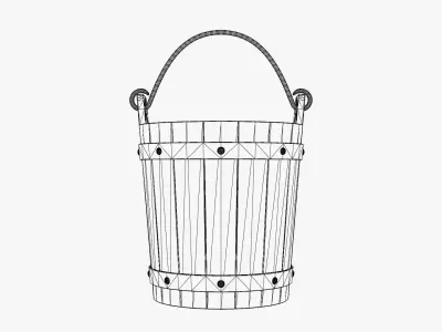 Medieval Wooden Bucket Low-poly 3D model
