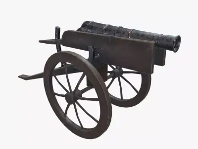 Medieval Cannon V05 Old Low-poly 3D model