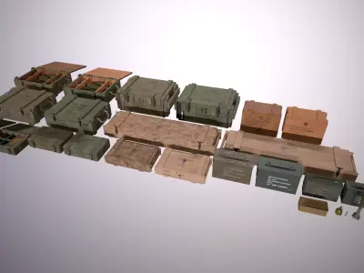 Realistic Military Ammo Boxes - Premium 3D Models Low-poly 3D model