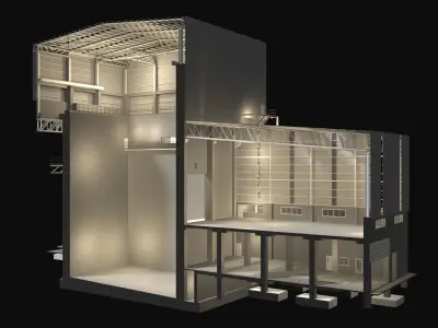 Industrial building in section cut 25i15 3D model