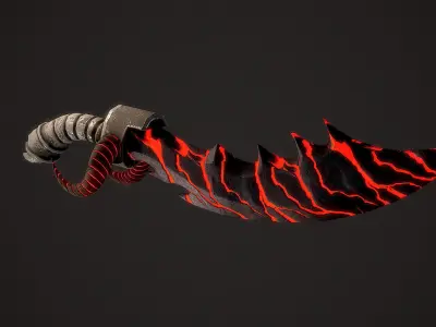 Stylized Curved Sword Low-poly 3D model