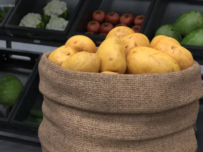  Open Storage Sack With Potatoes 