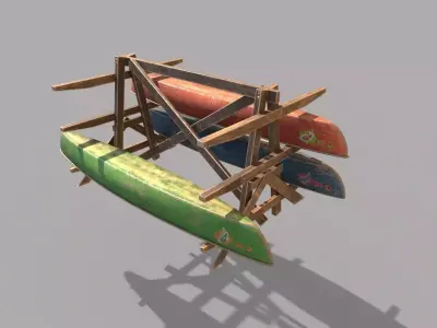 Canoe Storage Rack Low-poly 3D model