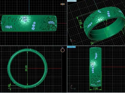 Flora wedding rings with enamel 1062 3D print model