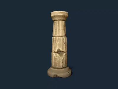 Ancient damaged pillar Low-poly 3D model