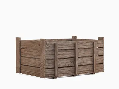 Wooden Crate Set  Low-poly 3D model