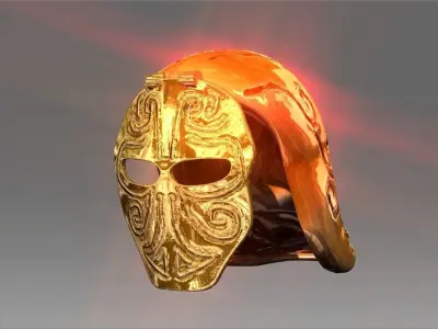 Golden Mask Helmet Low-poly 3D model
