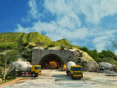 Entrance of underground military tunnel - missile base 3D model