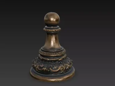 Ornamental Chess Pawn Sculpture - Decorative Classic Pawn 3D print model