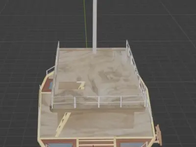 Little house boat with sails 3D model