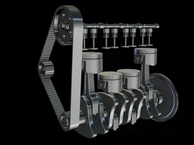 High poly piston engine 3D model 3D model