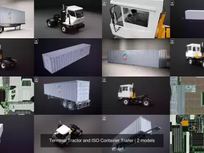 Terminal Tractor and ISO Container Trailer 3D Model Pack