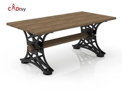 Table DXF CNC Vector Plans for Wooden Industrial Style Table Leg 3D model