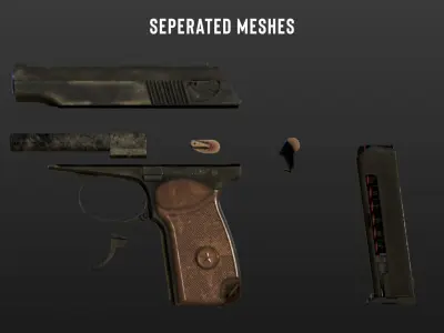 Makarov Pistol Low-poly 3D model