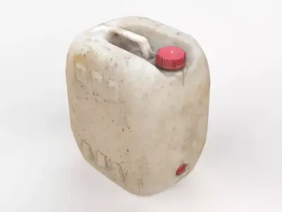 Plastic White Jerrycan 2 Red Cap Scan Low-poly 3D model