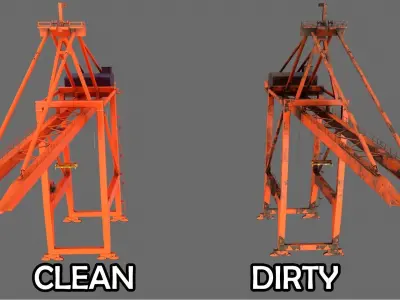 PBR Quayside Container Crane Version 1- Orange Low-poly 3D model
