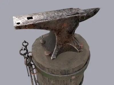 Anvil and tools Low-poly 3D model