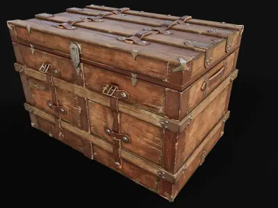 PBR Old Wooden Chest Low Poly Low-poly 3D model
