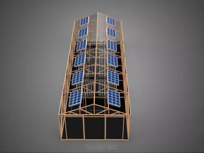 SOLAR PANEL HYDROPONIC AEROPONIC GREENHOUSE GLASSHOUSE FARM 3D model
