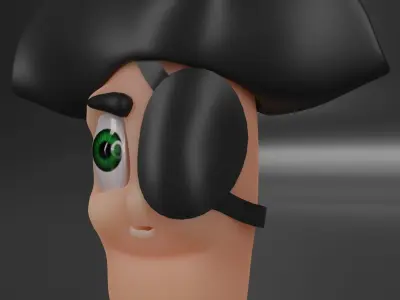 Cartoon Worm Pirate Character Low-poly 3D model