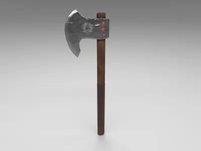 Viking Axe Low-poly 3D model 8