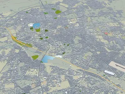 Solapur Maharashtra India 20km AI Low-poly 3D model