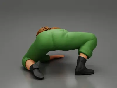 mechanic woman lying under the car 3D print model