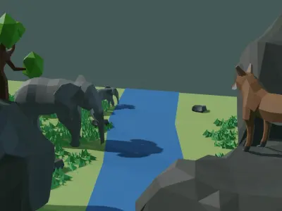 Low poly forest Low-poly 3D model