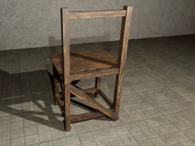 EKs Old Wood Chair 3D Model  Low-poly 3D model