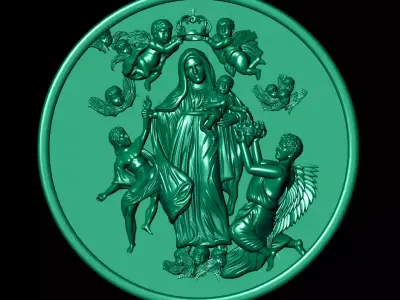 Holy Mother Virgin Mary Queen of Heaven  Antique Gold  3D print model