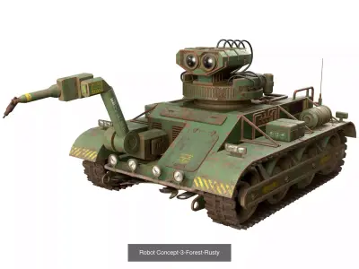Robot Concept-3-Rusty-4 Colors 3D Model Pack