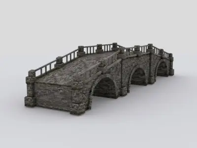 Old stone bridge Low-poly 3D model