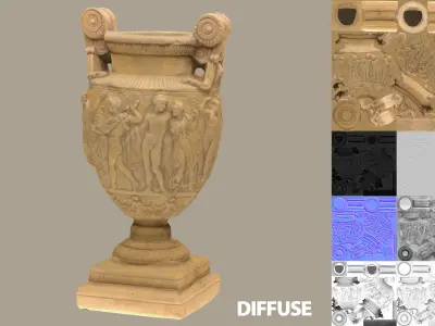Ancient Greek Roman Vase Low-poly 3D model
