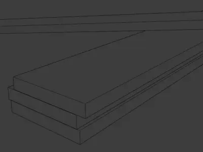 Plank lowpoly pair of wooden sticks Low-poly 3D model