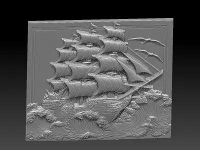 1 Sail CNC Relief Model 3D print model