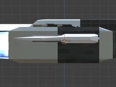 Small spaceship with moving jet trail 3D model