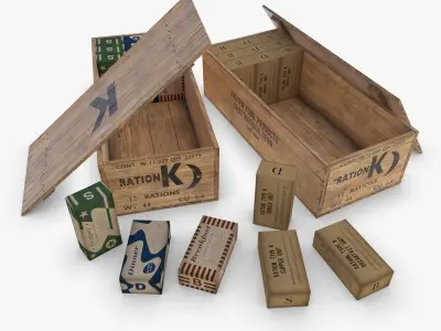 US WWII Ration K 3D Model Collection