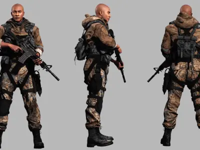 Marcus Realistic Military Operative 3D Character Low-poly 3D model